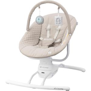 Baby Trend Sit N’ Sway Portable Swing – 3 Sway Speeds, 8 Melodies, Plug‑in or Battery Use, Remote Control, 5‑Point Harness, Removable Headrest & Toy Bar – Dash Tan