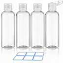 4 Pack 3.4 Oz (100ml) TSA Approved Travel Bottles for Toiletries, Leak Proof Plastic Travel Essentials Accessories with Labels | 4 Pack, TSA Approved, for Toiletries, Leak Proof, with Labels