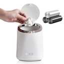 Mini Desktop Can with 90 Bags, Press-Type Countertop Wastebasket with Lid, Small Plastic Garbage Can for Bathroom Bedroom Living Room Dressing Table(White)