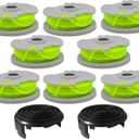 KEYHAO WA0014 Trimmer Line Replacement, for Worx WA0014 WG168 WG184 WG190 WG191 Weed Eater String Edger - 20 ft 0.080" with WA0037 Cap Covers (8 spools, 2 Cap)
