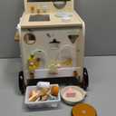 Pithfor Wooden Baby Walker, 3-in-1 Baby Push Walker, with Pretend Kitchen, Montessori Sensory Activity Center, Push Walker Toys for Babies Learning to Walk, Sit-to-Stand