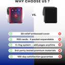 3D Relief Card Binder 900 Pockets | Embossed TCG Binder 9-Pocket with Zipper | Premium PU Leather Trading Card Album for MTG, Baseball, Football | Boys & Girls Gift | Waterproof | 50 Sleeves