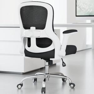 Ergonomic Office Chair - Computer Desk Chairs Comfy, Mesh High-Back Gaming Chair with Adjustable Lumbar Support, Executive Task Chair for Adults, Comfortable for Long Hours (White Black)