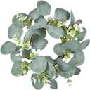 LSKYTOP Eucalyptus Faux Kitchen Cabinet Artificial Greenery Farmhouse Wreath for Door Wall Window Decor, 9Inch
