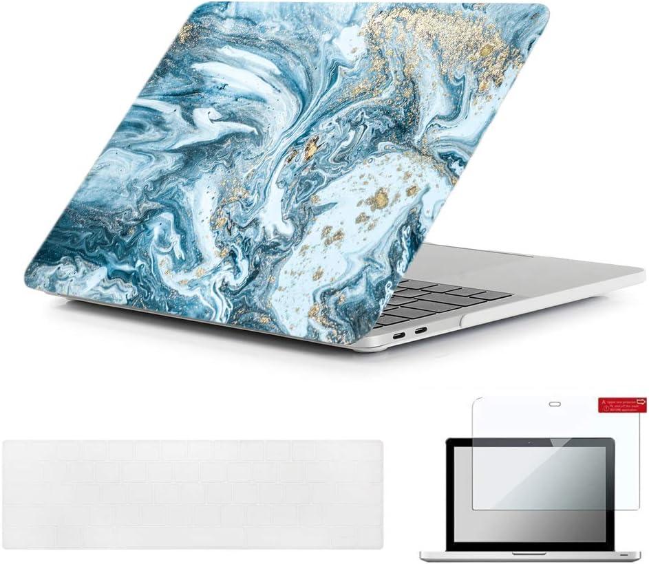 Se7enline Compatible with MacBook Pro 13" Case Touch Bar A1706/A1989/A2251/A2289/A2159/A2338 for 2016-2024 Mac Pro 13.3 M1/M2 with TPU Keyboard Cover,Screen Protector, Watercolor Blue Quicksand