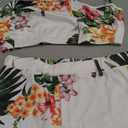 KEYUFANG Women 3 Piece Vocation Outfits Summer Suit Floral Kimono Cardigans Beach Cover Up Crop Cami Top Short Set (Large, White)