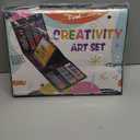 All in One Art Supplies, Art Kit Includes Origami & Paper-Cutting Crafts, Easel, Colored Pencils, Crayons, Drawing Book, Coloring Book, Watercolor Markers and More, Art Set for Kids Girls Boys, Black