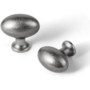 Goo-Ki 1.2 Inch(36MM) Oval Antique Silver Drawer Knobs, Retro Zinc Alloy for Cabinet Knobs for Dresser,6 Packed