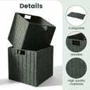Set of 2 Hand-Woven Paper Rope Wicker Baskets, Storage Basket, Foldable Cube Storage Bins, Green Storage Cubes, Square Baskets for Organizing Shelves, 12x12x12in
