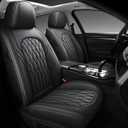 WELLDO Nappa Faux Leather Car Seat Cover Full Set, Black