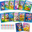 14 Pack Water Coloring Books,Water Doodle Book Toys,Reusable Water Painting Book for Toddlers,Educational Learning Kits Gifts,Best Birthday Gifts