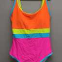 popvil Women's One Piece Swimsuits Tummy Control - Adjustable Strap Bathing Suit - Neon Color Block Sexy Sport Swim Suits,Hot Pink, Medium