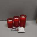 LUSHABOR Christmas Flameless Candles, Red Glass Battery Operated Candles with Remote, Real Wax LED Flickering Flameless Christmas Candles Home Party D3 H4 5" 6", Set of 3-Red