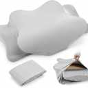 Cooling Cervical Pillowcase Cover with Envelope Closure (Only Pillow Case) Ergonomic Neck Pillowcase Smooth Soft Cool Pillow Cover for Side Back Stomach Sleepers(Gray,Queen Size)