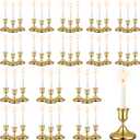 48 Pack Brass Gold Taper Candle Holders Set - Vintage Metal Candlestick Holders Set Candle Holder for Table Centerpiece, Wedding Reception, Festive Christmas Mantel Decoration or Home Decor Gold