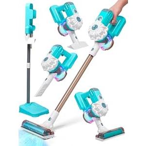 Kidzlane Toy Vacuum Cleaner for Toddlers – Real Working Kids Vacuum with Suction, Cordless Pretend Play Dyson-Style Vacuum Toy, Rechargeable, Multiple Cleaning Modes, Learning & Role-Play Fun