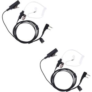 Covert Acoustic Tube Walkie Talkie Earpiece Surveillance Headset with Mic Compatible with 2 Pin Kenwood Two Way Radio