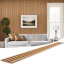 WPC Slat Wall Panels 8 Pack 96" x 6.6", Waterproof Fluted Wall Paneling, Accent 3D Wall Panel for Wall Decor, Bathroom, Bedroom, Office - High Grille Elm (Cover Approx.35 sq.ft)
