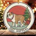 3 x Dog Shit 3 - Bulldog Pooping 2025 Shit Happens - Hilarious Adult Naughty Funny - Christmas Ornaments - Christmas Decorations - 3.6 in Acrylic - Funny Gag Gifts - White Elephant - Stocking Stuffers