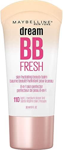 Maybelline Dream Fresh Skin Hydrating BB cream, 8-in-1 Skin Perfecting Beauty Balm with Broad Spectrum SPF 30, Sheer Tint Coverage, Oil-Free, Light/Medium, 1 Fl Oz