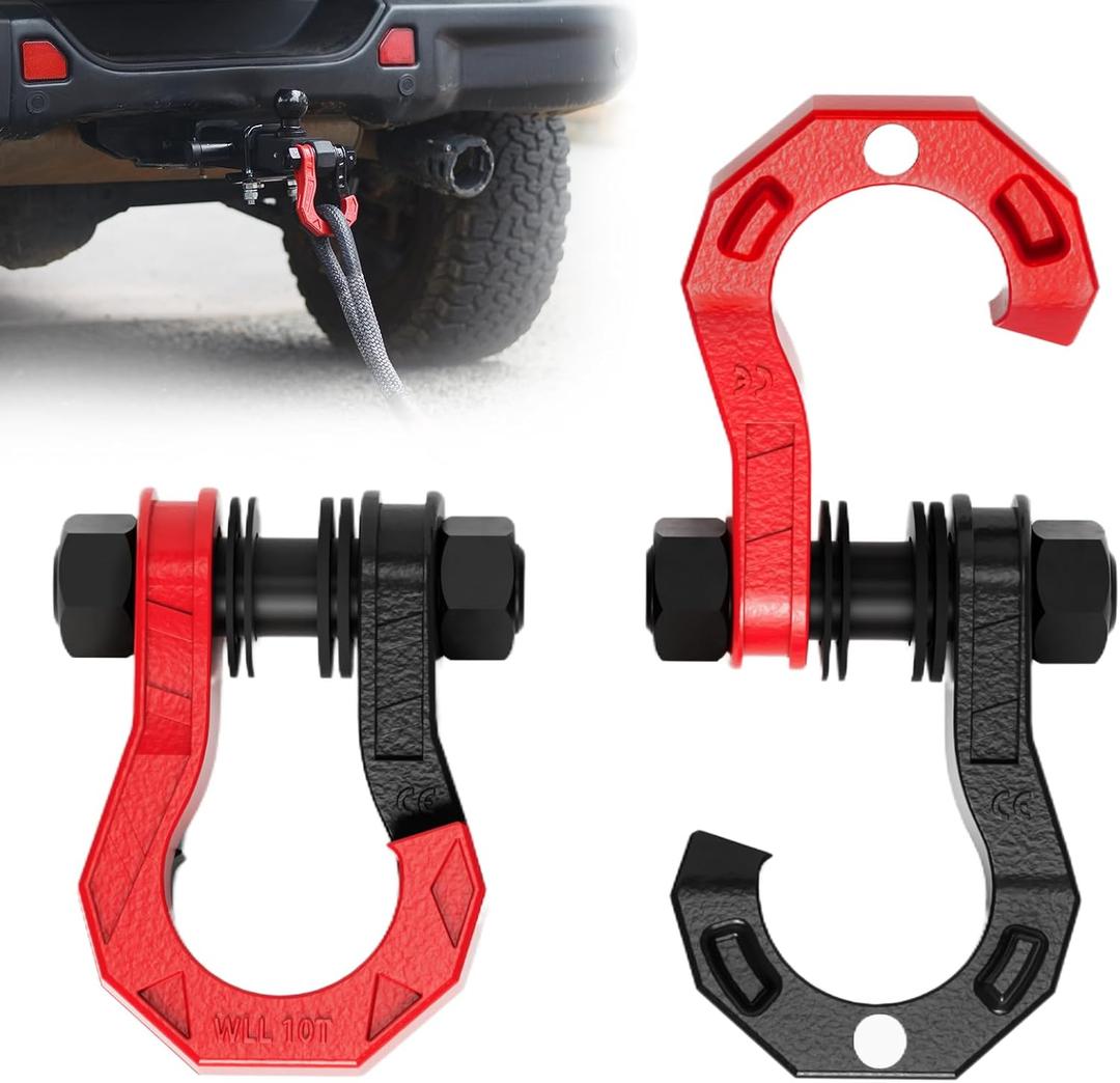 3/4" D Ring Separate Shackles, 52,910lbs Break Strength Easy Open Towing Winch Shackles, Heavy Duty Shackles with 7/8" Screw Pin for Tow Strap Winch Off Road Vehicle Recovery, BlackRed