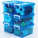 5 Pack 4 Quart Colorful Plastic Storage Bins with Lids Stackable Storage Bins with Latching Lids Handle Clear Colored Storage Organizer Bins for Toy Classroom Home Office Pantry Containers(Blue)