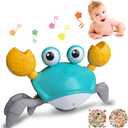 Crawling Crab Baby Toys Crab Toys for Kids with Music, Lights and DIY Stickers Automatically avoids Obstacles,Birthday for Baby Boys and Girls