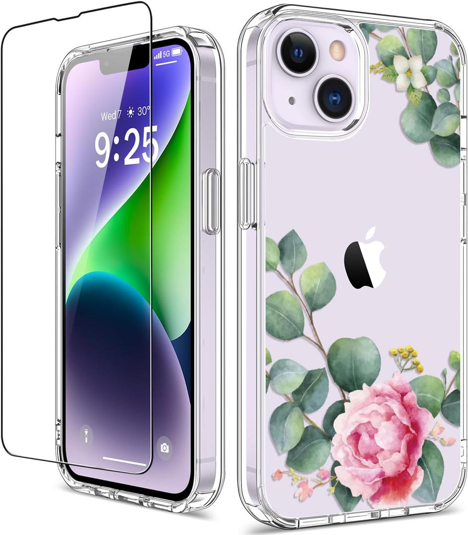 GiiKa for iPhone 14 Case with Screen Protector, 6.1" Clear Full Body Shockproof Protective Floral Girls Women Hard Case with TPU Bumper Cover Phone Case for iPhone 14, Camellia GiiKa for iPhone 14 Case with Screen Protector, 6.1" Clear Full Body Shockproof Protective Floral Girls Women Hard Case with TPU Bumper Cover Phone Case for iPhone 14, Camellia
