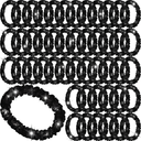 Sherr 48 Pcs LED Hawaiian Leis Light up Flower Leis Necklace with LED Lights Luau Flowers Necklaces for Masquerade Beach Wedding Tropical Themed Party Supplies(Black)