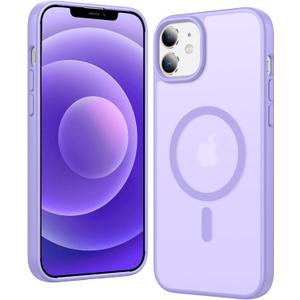 FNTCASE for iPhone 12 Case Matte: iPhone 12 Pro Case Magnetic Phone Cases Compatible with Magsafe Slim Anti Yellowing Military Grade Drop Rugged Protective Translucent Cell Phone Cover (C-Purple)