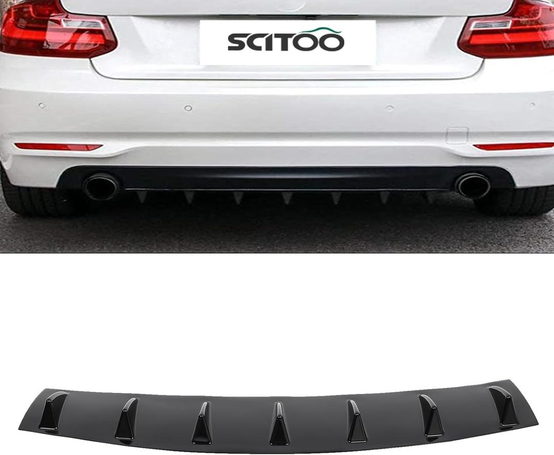 SCITOO Shark Fin Spoiler Fits for Most Cars Universal Gloss Black Lower Rear Body Bumper Lip Diffuser