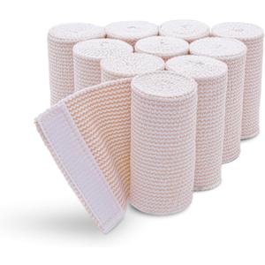 Hospora Thick Latex-Free Compression Cotton Elastic Bandage (4 inches, 10 Rolls)