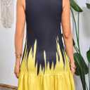 Summer Dresses: Rope Tie Neck Sleeveless Pockets Sundresses - Chic & Casual Dress for Women on Beach Time (S, Black/Yellow)