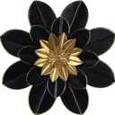 hogardeck Metal Flower Wall Decor, 16" Black & Gold Floral Metal Wall Art for Indoor Outdoor, Boho Modern Wall Decor for Bathroom, Living Room, Kitchen, Bedroom, Porch, Garden, Yard