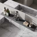 Faucet Mat for Kitchen Sink, 23.6" Diatomite Stone Drying Mat For Kitchen Counter, Prevents Moisture, Super Absorbent, Quick Drying Sink Splash Guard for Bathroom (Dark Gray)