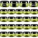Dandat 24 Pcs 8 oz Plastic Jar Container with Lid and Label Refillable Empty Round Green PET Cosmetic Sample Slime Containers for Lotion, Cream, Ointments, Body Butter, Makeup, Travel Storage