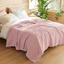 Bedsure 100% Cotton King Size Blanket for Spring Summer, Ultra Soft Waffle Weave King Blanket for Bed, Thin Lightweight Breathable Bedding Gifts for Women, Girls, Teens, Pink, 108" x 90"