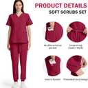 Scrubs for Women Set V-Neck Scrub Top & Jogger Pants with Multi Pocket Stretch Nursing Uniforms (XL)