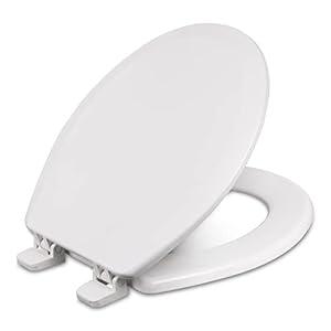 Centoco Round Toilet Seat, Wood Core/Plastic Finish, Residential, White | Closed Front, Cover, Made in the USA, DSAZAM700-001