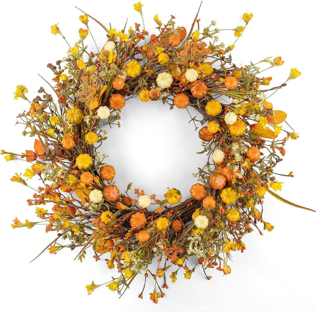24 Inches Fall Wreath Fall Wreaths for Front Door Thanksgiving Wreath
