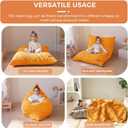 MAXYOYO 3 in 1 Kids Bean Bag Chair Bed, Convertible Chair Folds from Bean Bag to Lounger, Child Floor Sofa for Gaming, Reading, Floor Mattress with High-Density Foam Filling, Orange