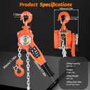 Lever Chain Hoist 1 Ton 2205LBS Capacity,10FT Lift,Manual Ratchet Chain Puller Hoist with 2 Hooks for Building Garages Warehouse Automotive Machinery
