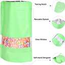 120pcs 5.5"x7.8" Mylar Bags for Food Storage, Smell Proof Bag with Matte Window Resealable Food Storage Bags for Small Business, Stand-up Foil Pouch Packaging Freeze Dried Candy Bag (Light Green)