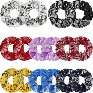 16 Pieces Bandana Hair Scrunchies Elastic Soft Silk Cotton Colorful Scrunchies Accessories for Women and Girls Hair Styling