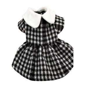 QWINEE Dog Dress  Geometric Princess Dress with Flower Bow Deco Puppy Skirt for Small Medium Cats Dogs Kitten Black and White XS