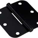 Hardware Essentials by Hillman Squeak-Proof 3-1/2in 5/8in Radius Matte Black Door Hinge, 3-1/2in 3 Count (Pack of 1)