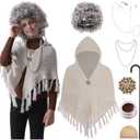 EBYTOP Old Lady Costume for Kids 100 Days of School Costume for Girls 100th Day Grandma Dress Up,Set1