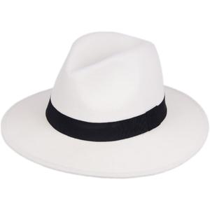 Daesan Gangster Hat For Men Women Wide Brim Fedora Hats Roaring 20s Costume (A1-white)