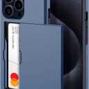 harusaki   iPhone 15 Pro Case with Card Holder - Wireless Charging Compatible iPhone 15 Pro Wallet Case with Hidden Card Slot for Men and Women (Blue)