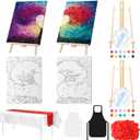 Zhanmai 112 Pcs Sip and Paint Kit for Adults Couples Painting Kit Date Night Pre Drawn Canvas to Paint at Home Party Supplies Stretched Canvas Couple Romantic Activity(Tree of Love,12 x 16 Inch)